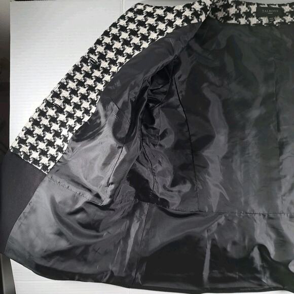Talbots Blazer Suit Jacket Womens 14W Black White Houndstooth Wool Blend Career - Picture 12 of 16